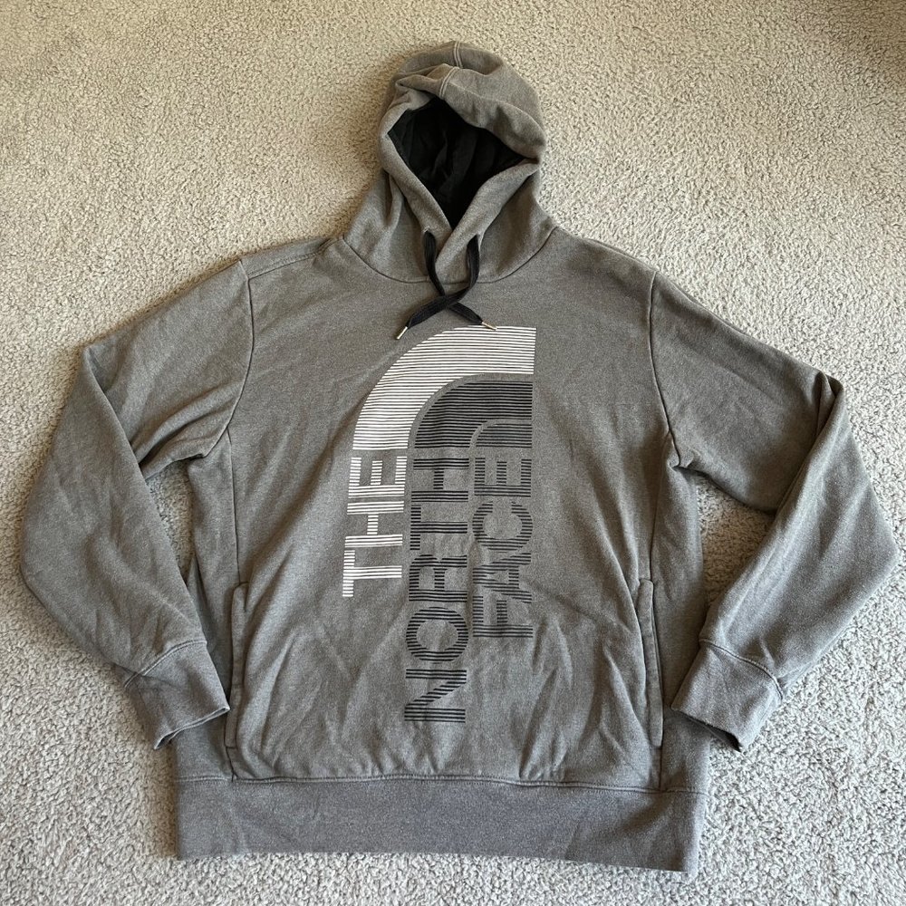 The North Face Mens Pullover Hoodie Size Large Gray Logo Graphic Gorpcore VTG 90